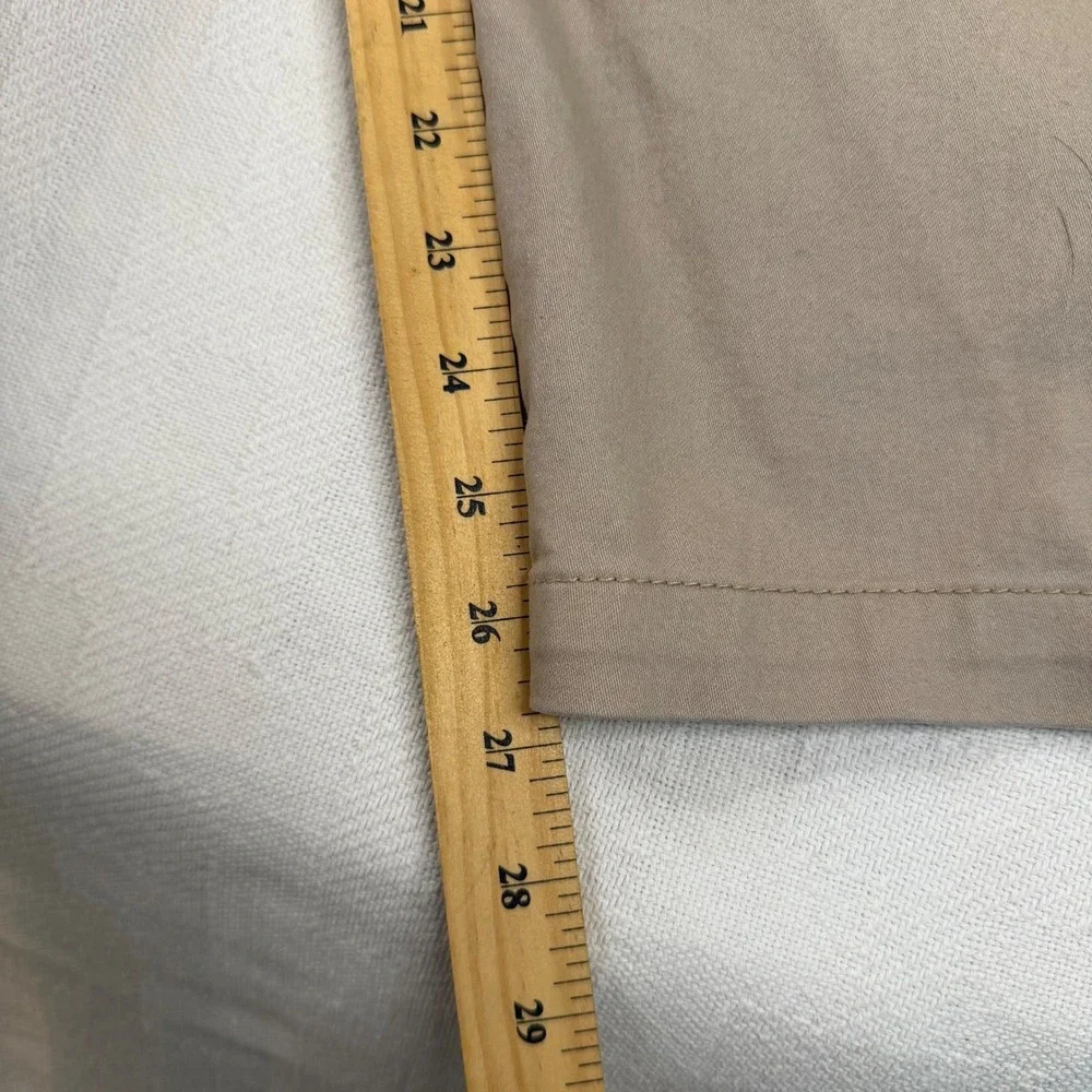 Avenue Tan Ankle Pants Womens 22 Average Khaki Side Zip Straight Leg Stretch